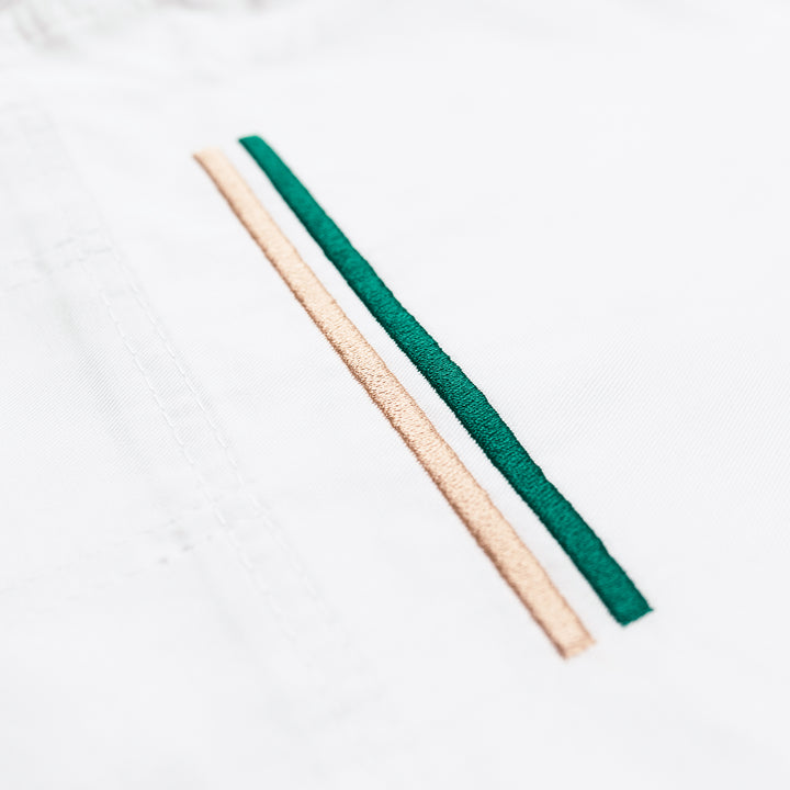 AESTHETIC The Competitor BJJ Gi Kimono - White/Pine Green top details