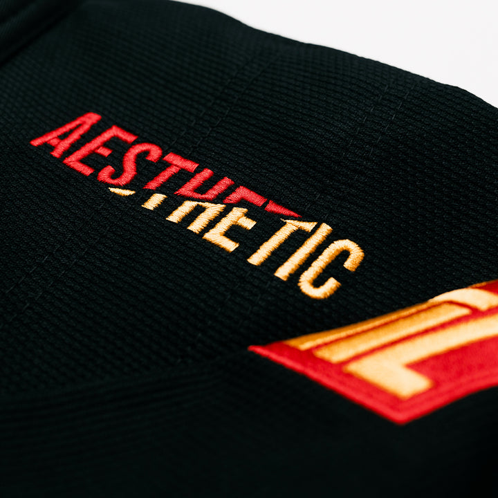AESTHETIC The Competitor BJJ Gi – Black/Carmine Red jacket sleeve details