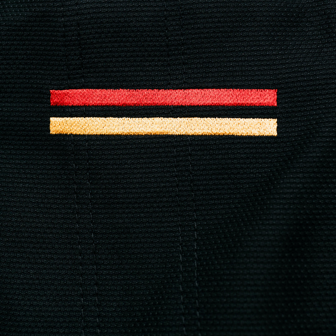 AESTHETIC The Competitor BJJ Gi – Black/Carmine Red jacket close up