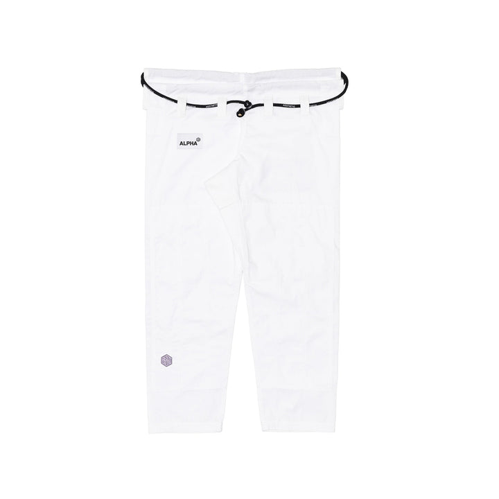 AESTHETIC The Alpha+ Kids BJJ Gi – White/Lilac pants front view