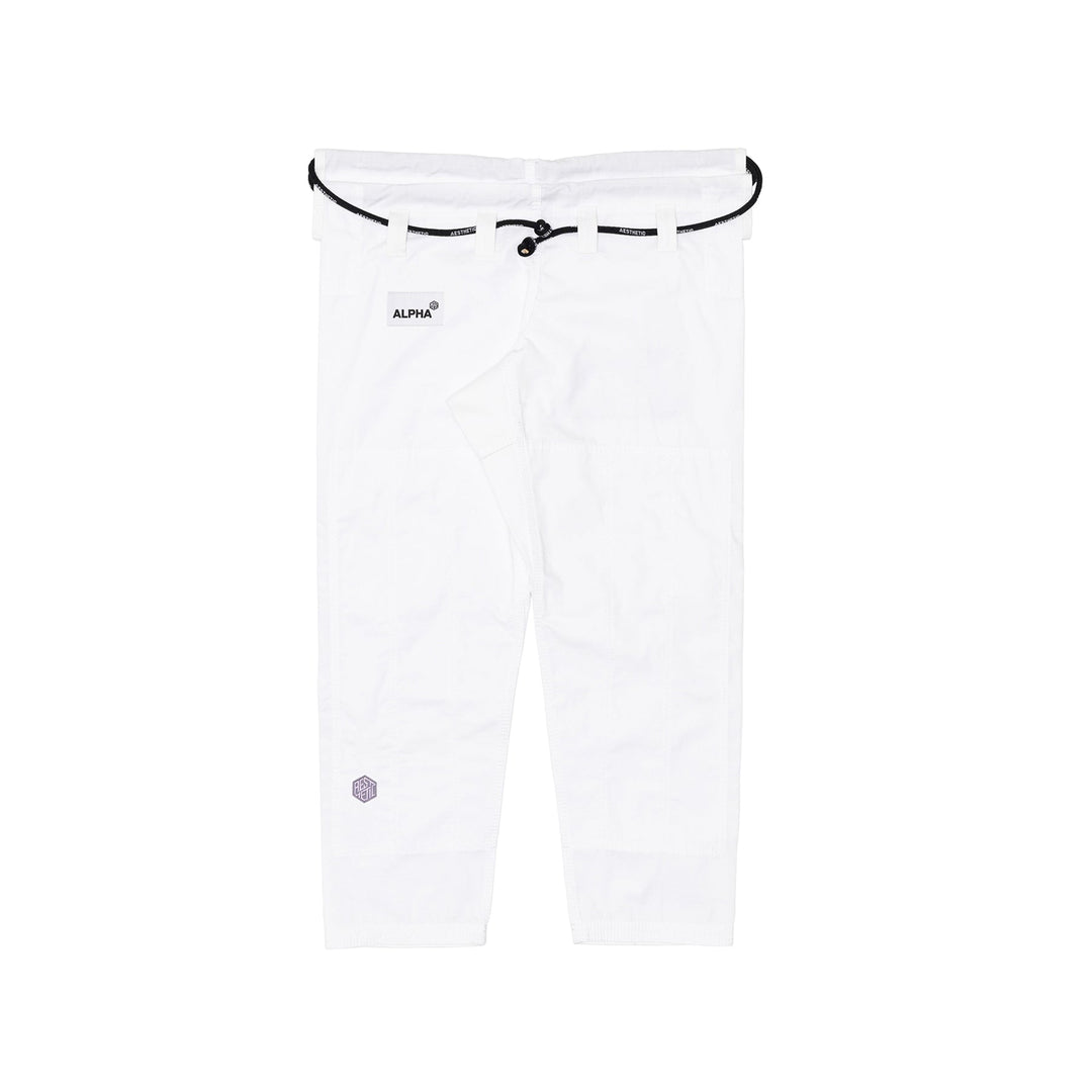 AESTHETIC The Alpha+ BJJ Gi – White/Lilac pants front view