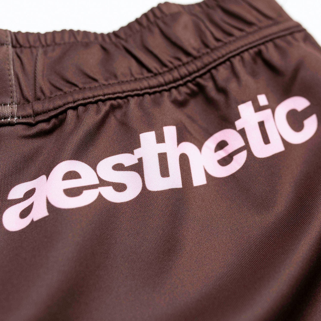 AESTHETIC Axis Combat Shorts – Chestnut Brown close up view