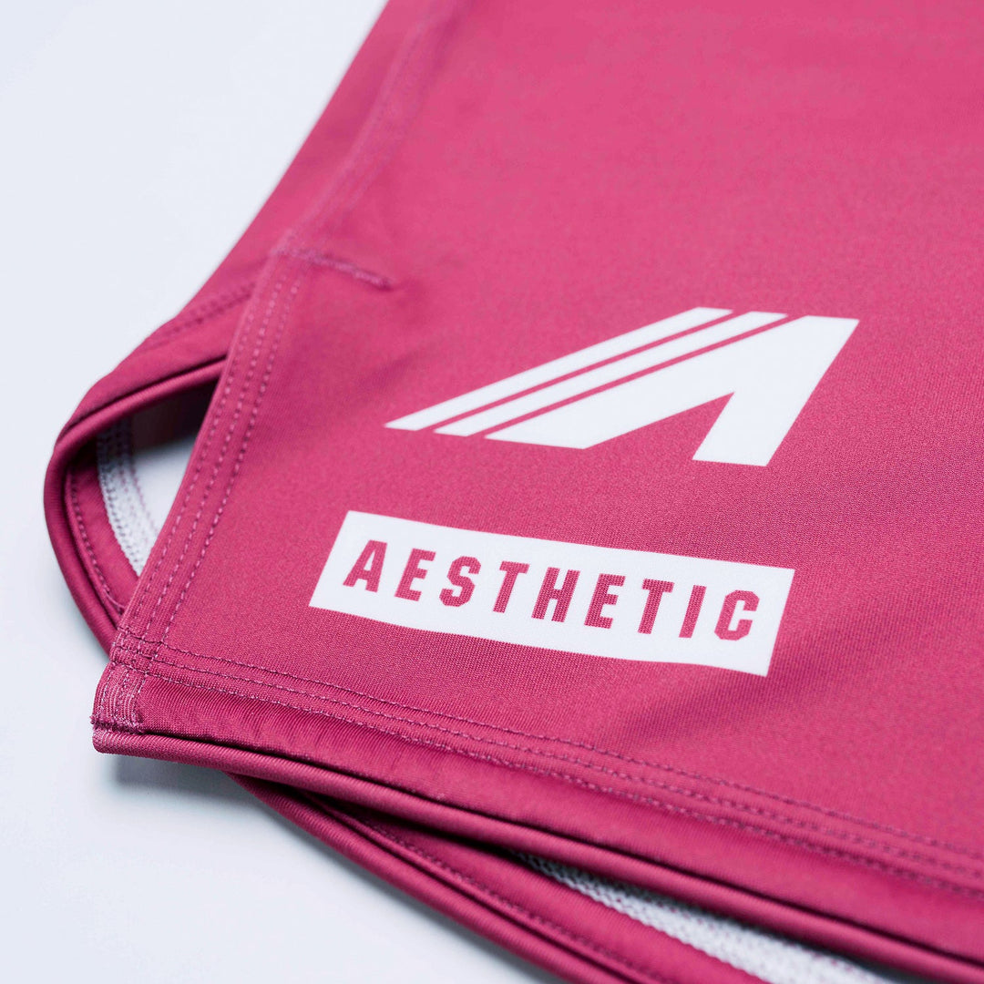 AESTHETIC Axis Combat Shorts – Ruby Red close up details