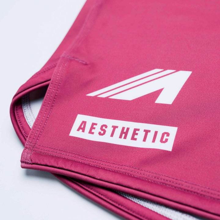 AESTHETIC Axis Combat Shorts – Ruby Red close up details