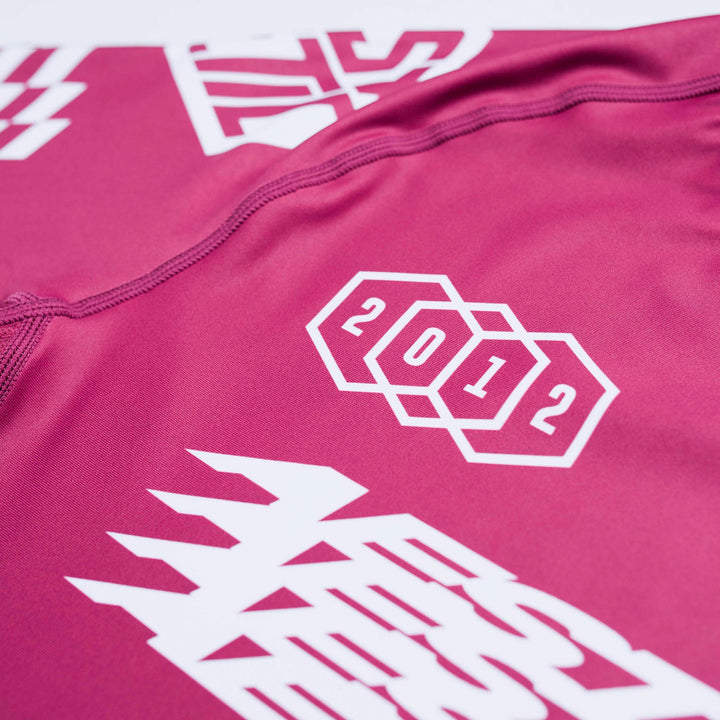 AESTHETIC Axis Short Sleeve Rashguard - Ruby Red side close up