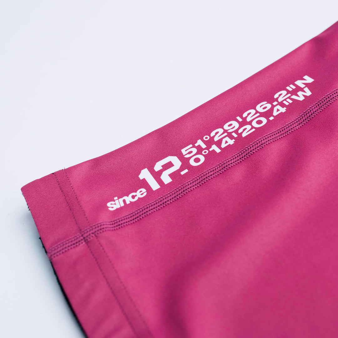 AESTHETIC Axis Short Sleeve Rashguard - Ruby Red side close up details