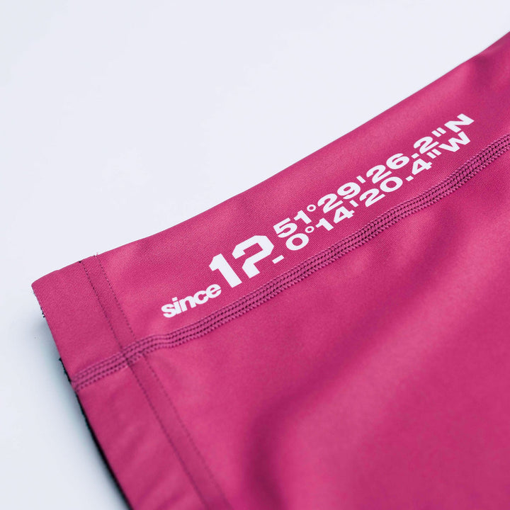 AESTHETIC Axis Short Sleeve Rashguard - Ruby Red side close up details