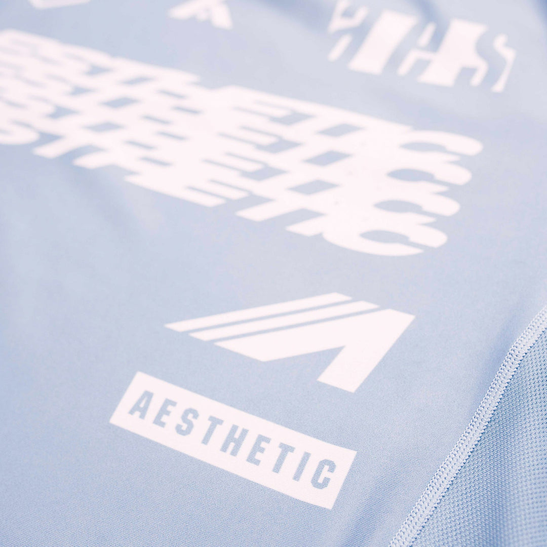AESTHETIC Axis Short Sleeve Rashguard - Steel Grey close up details
