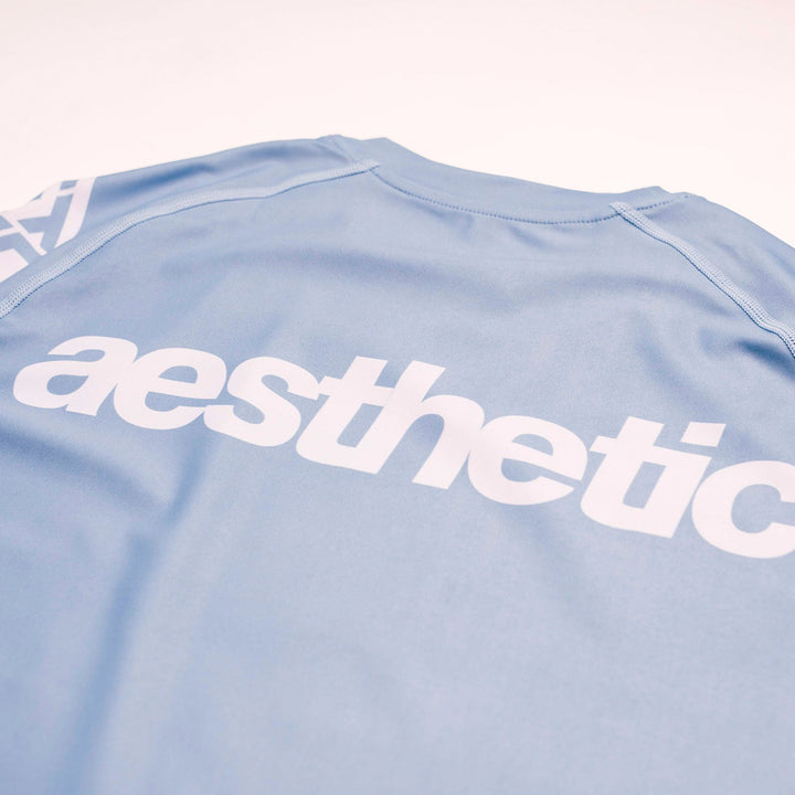 AESTHETIC Axis Short Sleeve Rashguard - Steel Grey back close up