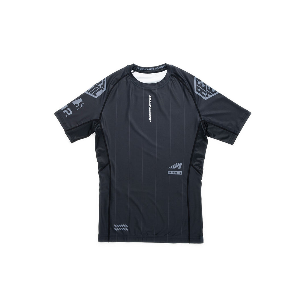 AESTHETIC UK Short Sleeve Ranked Rashguard 2026 Black - front view