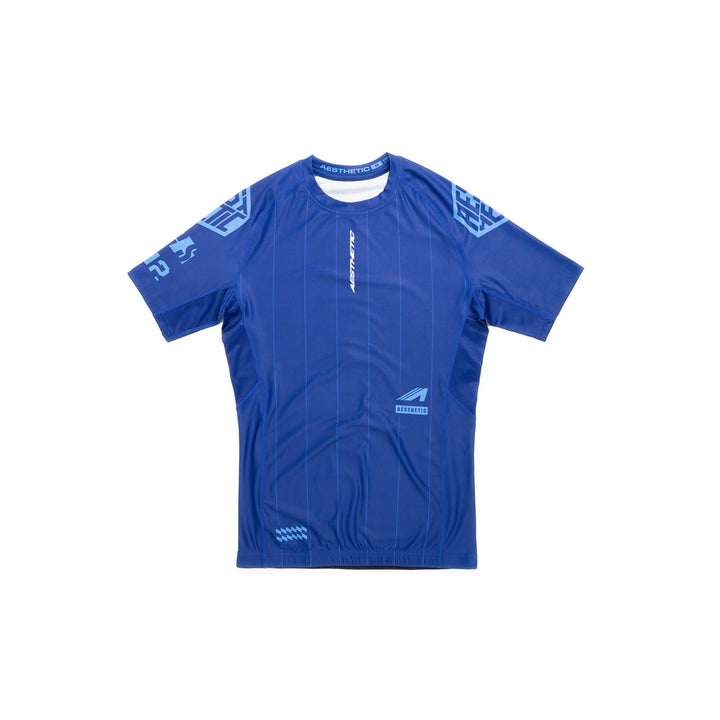 AESTHETIC UK Short Sleeve Ranked Rashguard 2026 Blue - front view