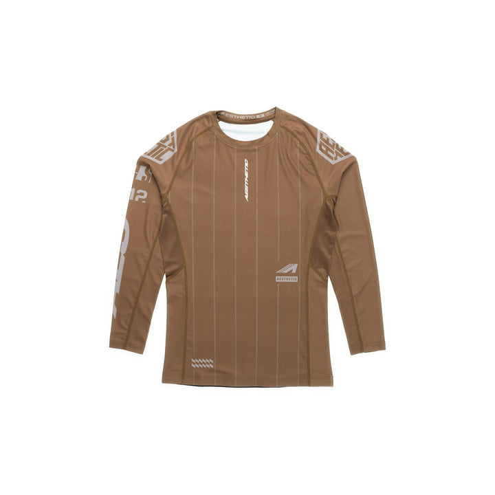 AESTHETIC UK Long Sleeve Ranked Rashguard 2026 Brown - front view