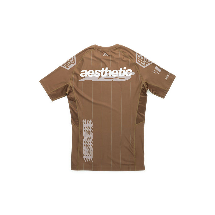 AESTHETIC UK Short Sleeve Ranked Rashguard 2026 Brown - back view