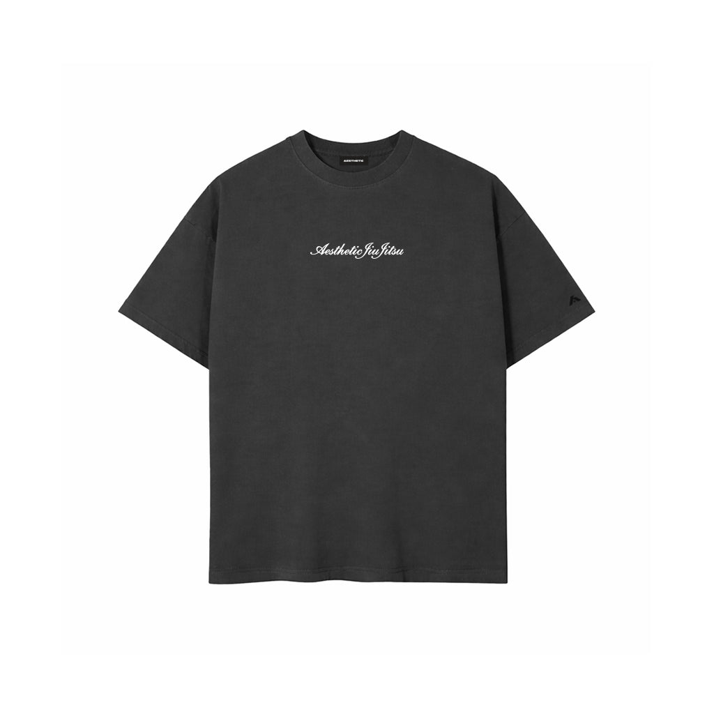AESTHETIC Jiujitsu Cursive Tshirt Charcoal - front