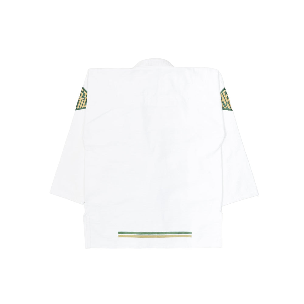 AESTHETIC The Competitor BJJ Gi Kimono - White/Pine Green Jacket back view