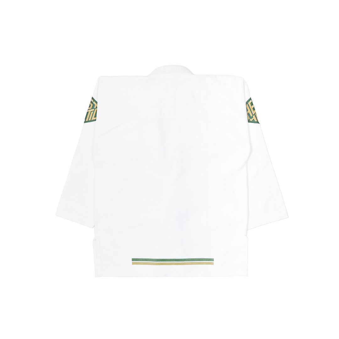 AESTHETIC The Competitor BJJ Gi Kimono - White/Pine Green Jacket back view