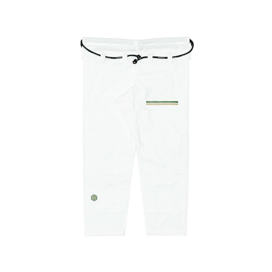 AESTHETIC The Competitor BJJ Gi Kimono - White/Pine Green Pants front view