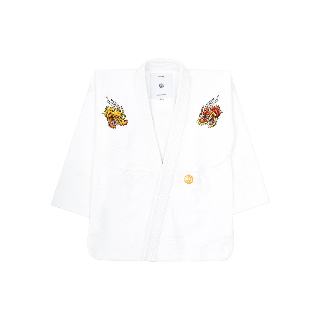 AESTHETIC Dragon Kimono BJJ Gi – White jacket front view