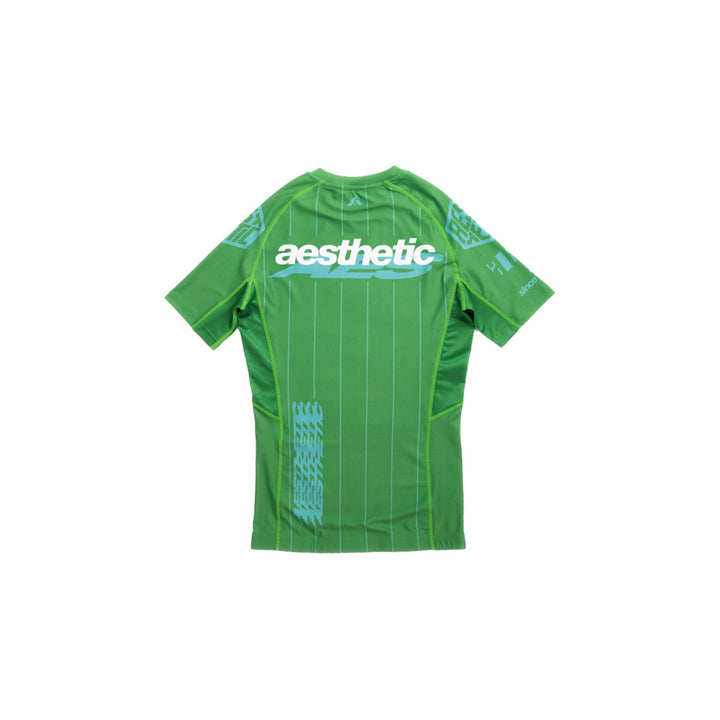 AESTHETIC UK Youth Short Sleeve Ranked Rashguard 2026 Green - back view