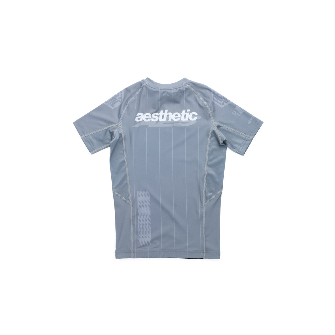 AESTHETIC UK Youth Short Sleeve Ranked Rashguard 2026 Grey - back view