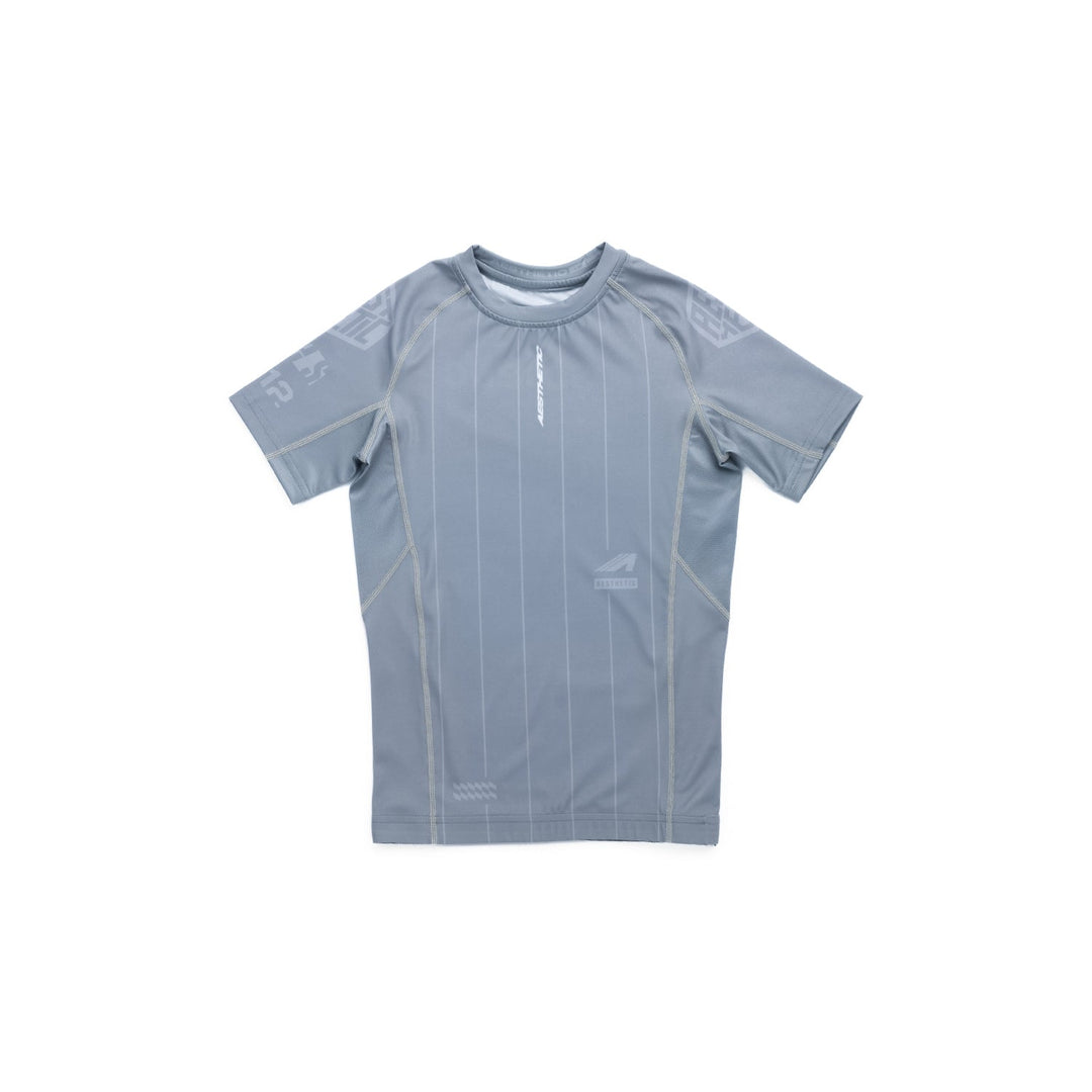 AESTHETIC UK Youth Short Sleeve Ranked Rashguard 2026 Grey - front view