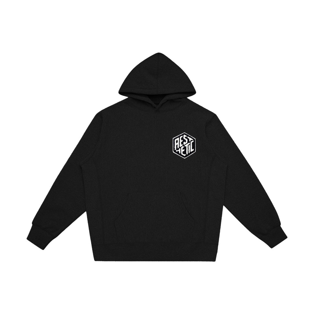 AESTHETIC Varsity Fleece Hoodie - Black front view