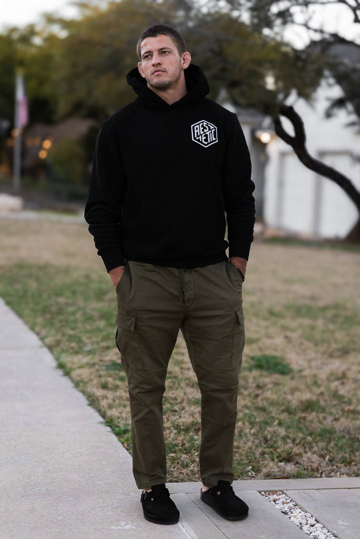 AESTHETIC Varsity Fleece Hoodie - Black Meregali