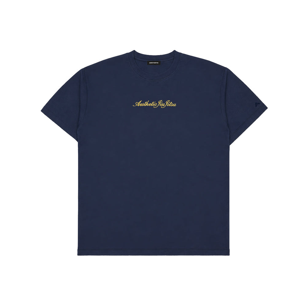 AESTHETIC Jiujitsu Cursive Tshirt Navy - front