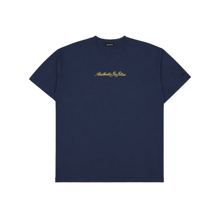 AESTHETIC Jiujitsu Cursive Tshirt Navy - front