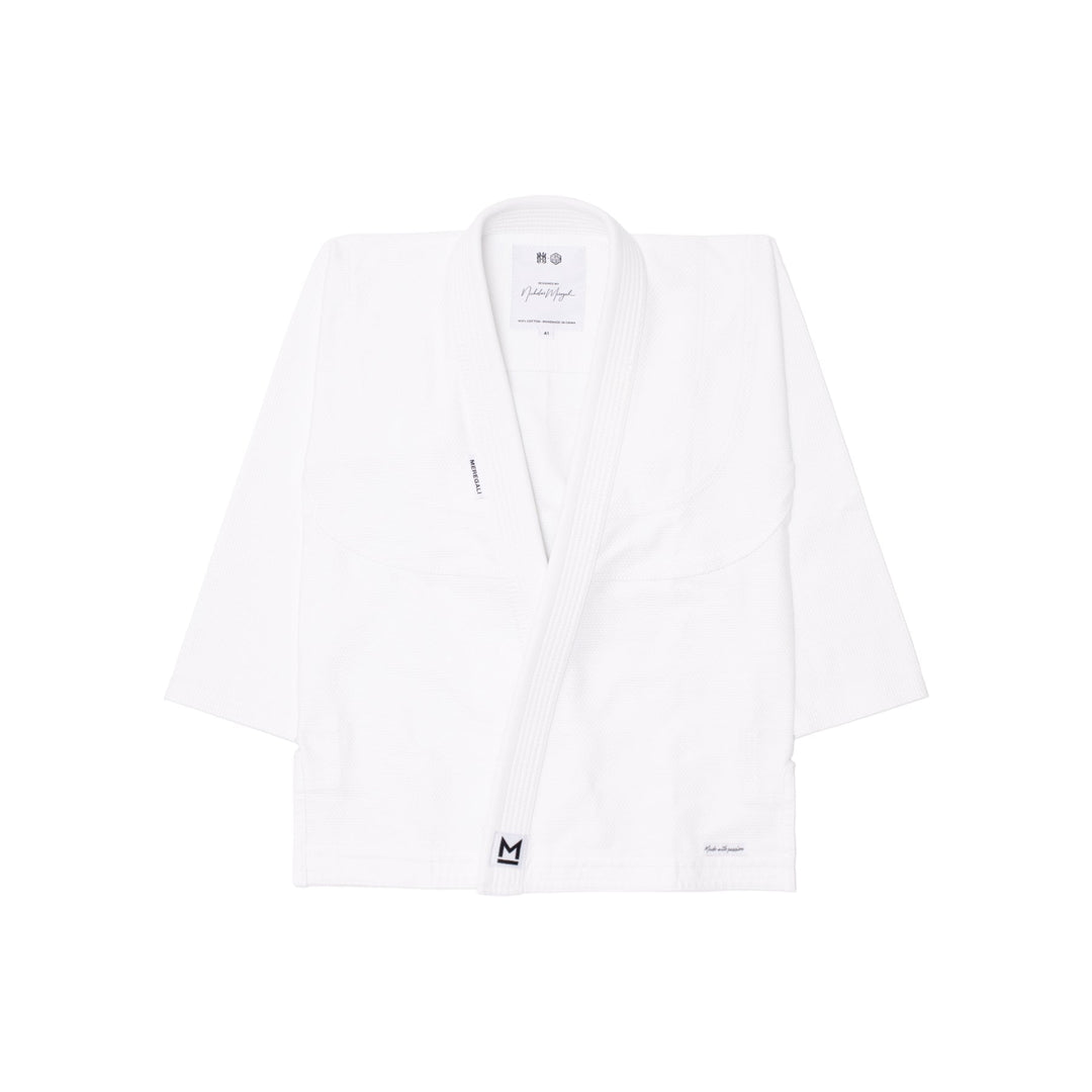 AESTHETIC Pan Ams Meregali Kimono BJJ Gi – White jacket front view