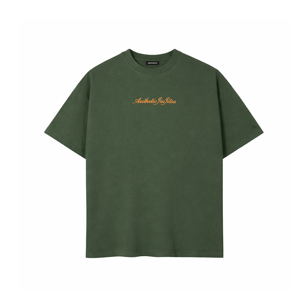 AESTHETIC Jiujitsu Cursive Tshirt Green - front