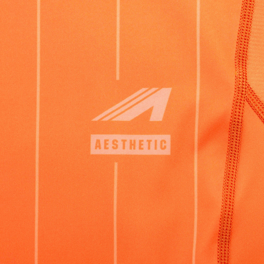 AESTHETIC UK Youth Short Sleeve Ranked Rashguard 2026 Orange - logo details