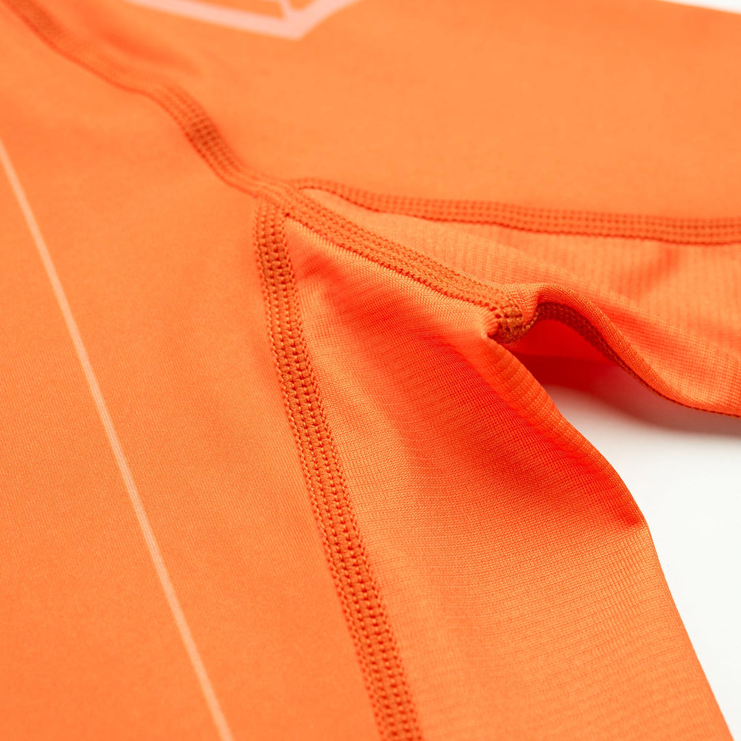 AESTHETIC UK Youth Short Sleeve Ranked Rashguard 2026 Orange - stitch details