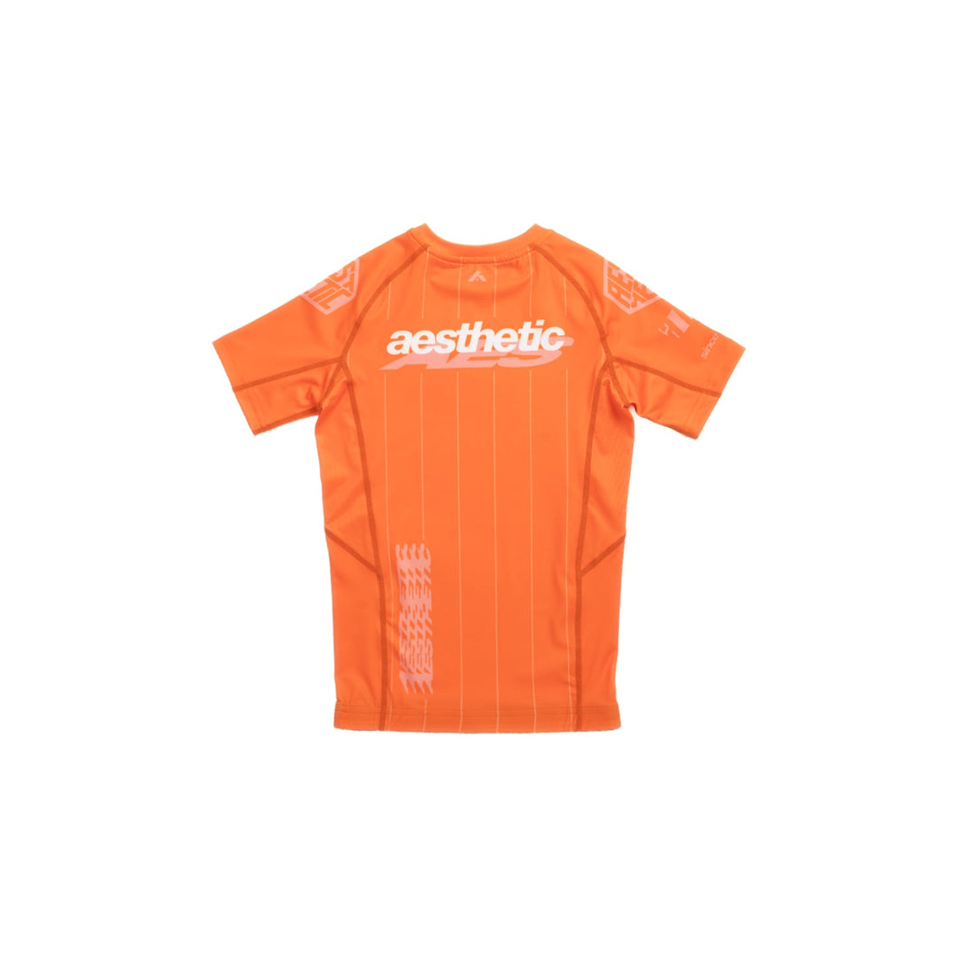AESTHETIC UK Youth Short Sleeve Ranked Rashguard 2026 Orange - back view