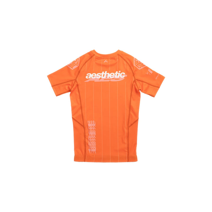 AESTHETIC UK Youth Short Sleeve Ranked Rashguard 2026 Orange - back view
