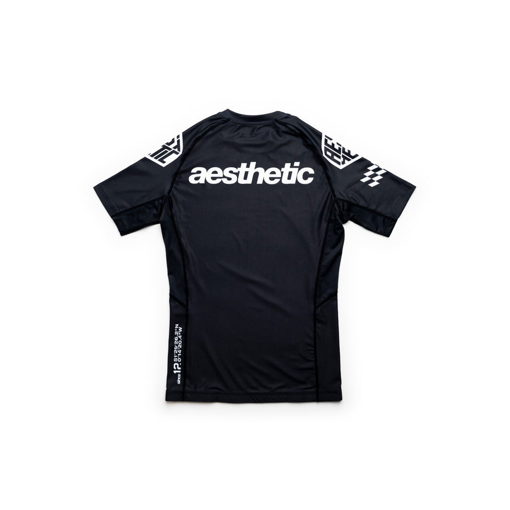 AESTHETIC Axis Short Sleeve Rashguard - Black back view