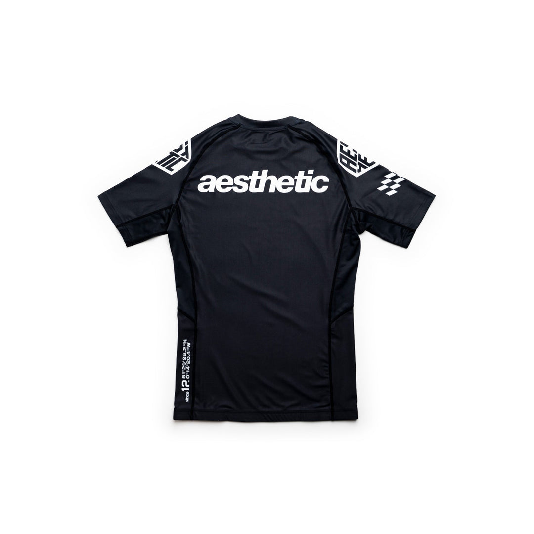 AESTHETIC Axis Short Sleeve Rashguard - Black back view