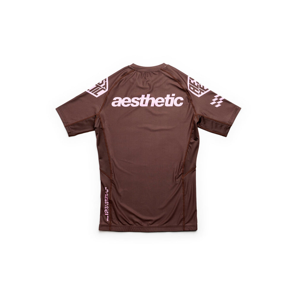 AESTHETIC Axis Short Sleeve Rashguard - Chestnut Brown back view