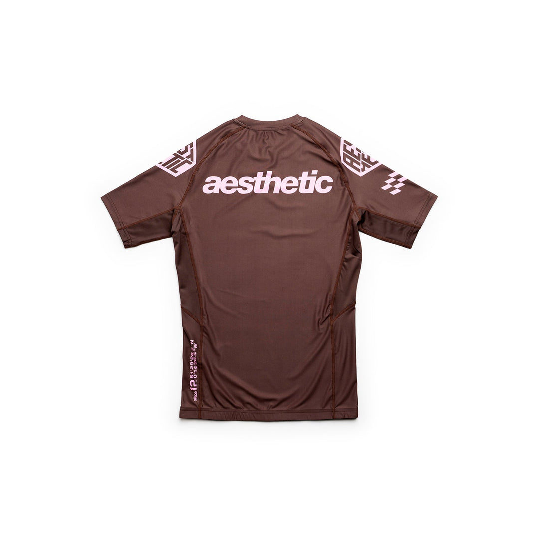 AESTHETIC Axis Short Sleeve Rashguard - Chestnut Brown back view