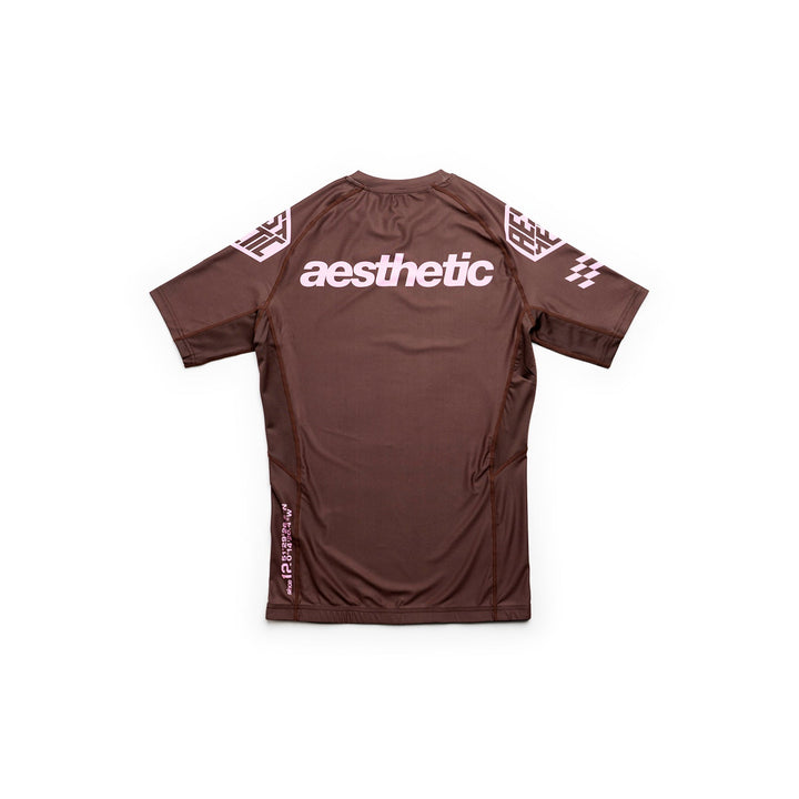 AESTHETIC Axis Short Sleeve Rashguard - Chestnut Brown back view