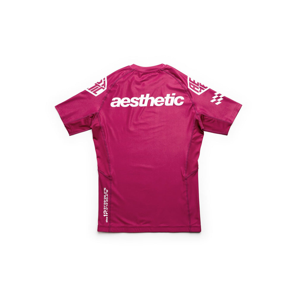 AESTHETIC Axis Short Sleeve Rashguard - Ruby Red back view