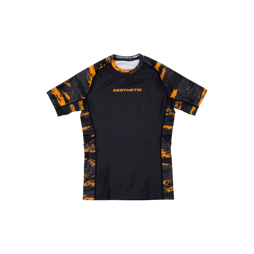 AESTHETIC Blaze Short Sleeve BJJ Rashguard – Black front view