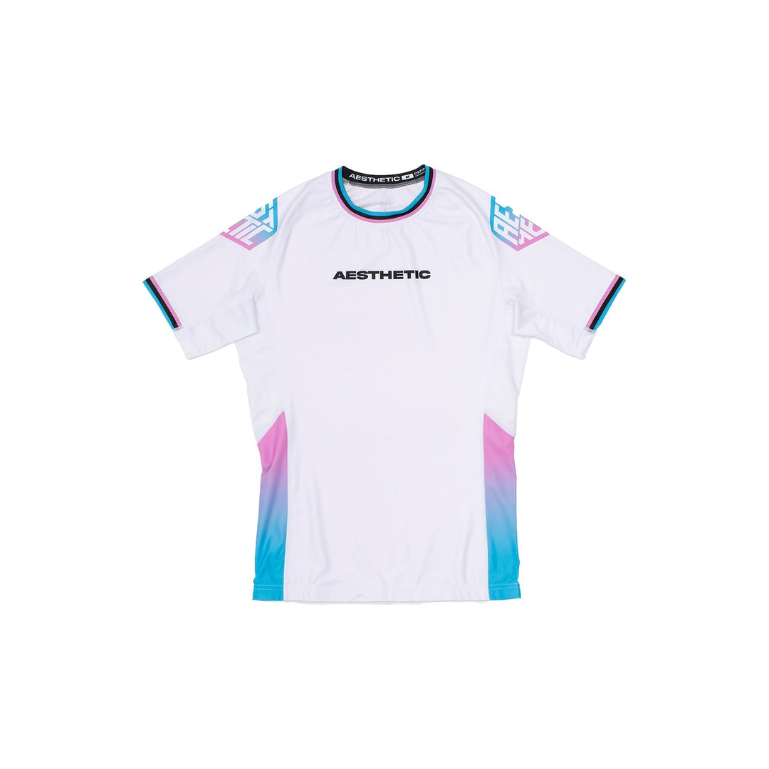 AESTHETIC Miami Short Sleeve BJJ Rashguard – White front view