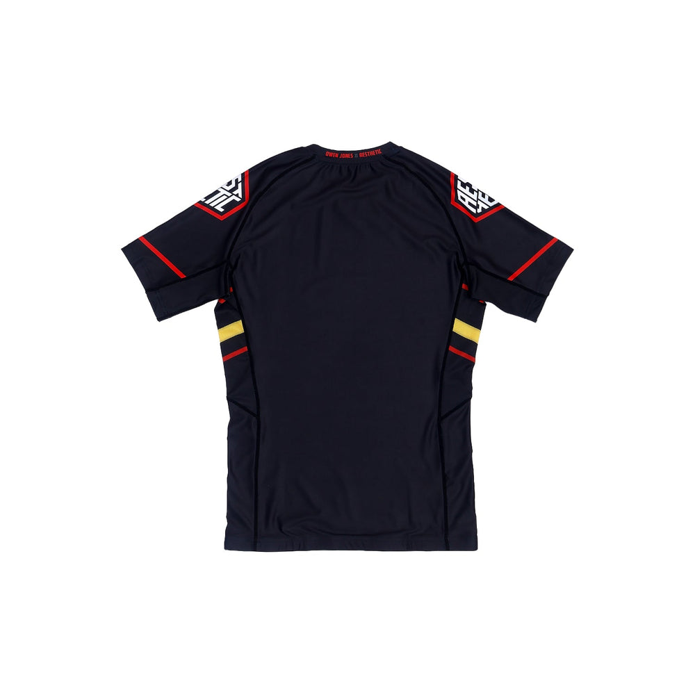 AESTHETIC Moto Owen Jones Short Sleeve BJJ Rashguard – Black back view