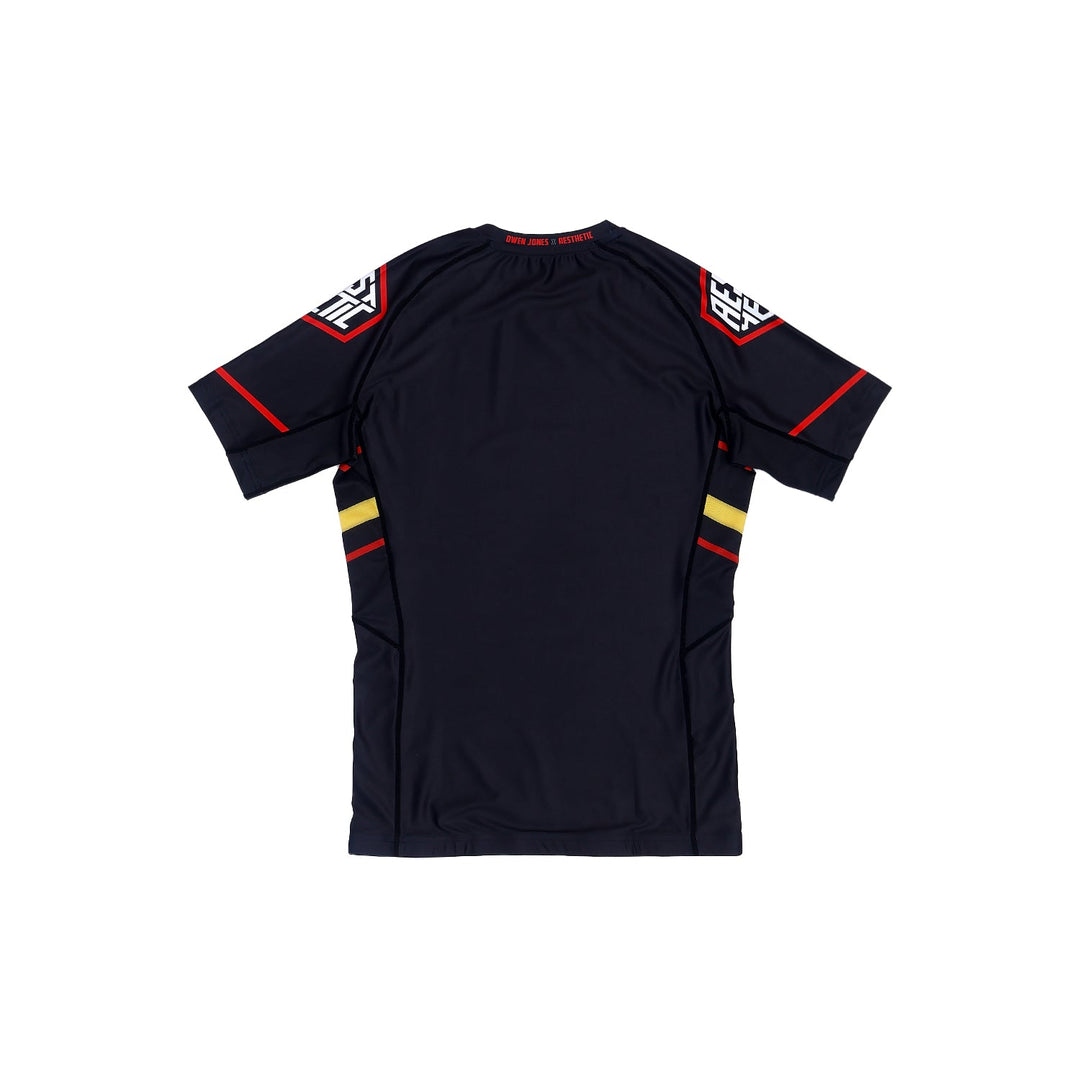 AESTHETIC Moto Owen Jones Short Sleeve BJJ Rashguard – Black back view