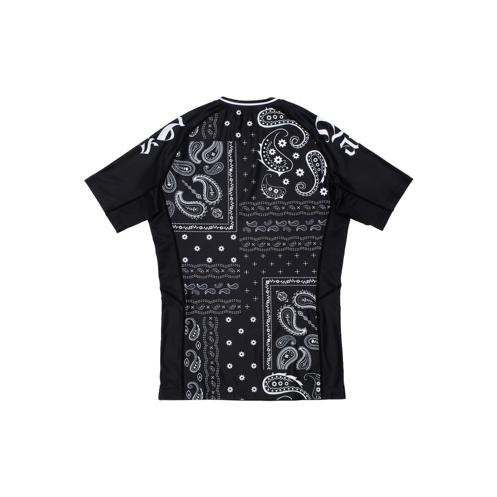 AESTHETIC Paisley Short Sleeve BJJ Rashguard – Black back view