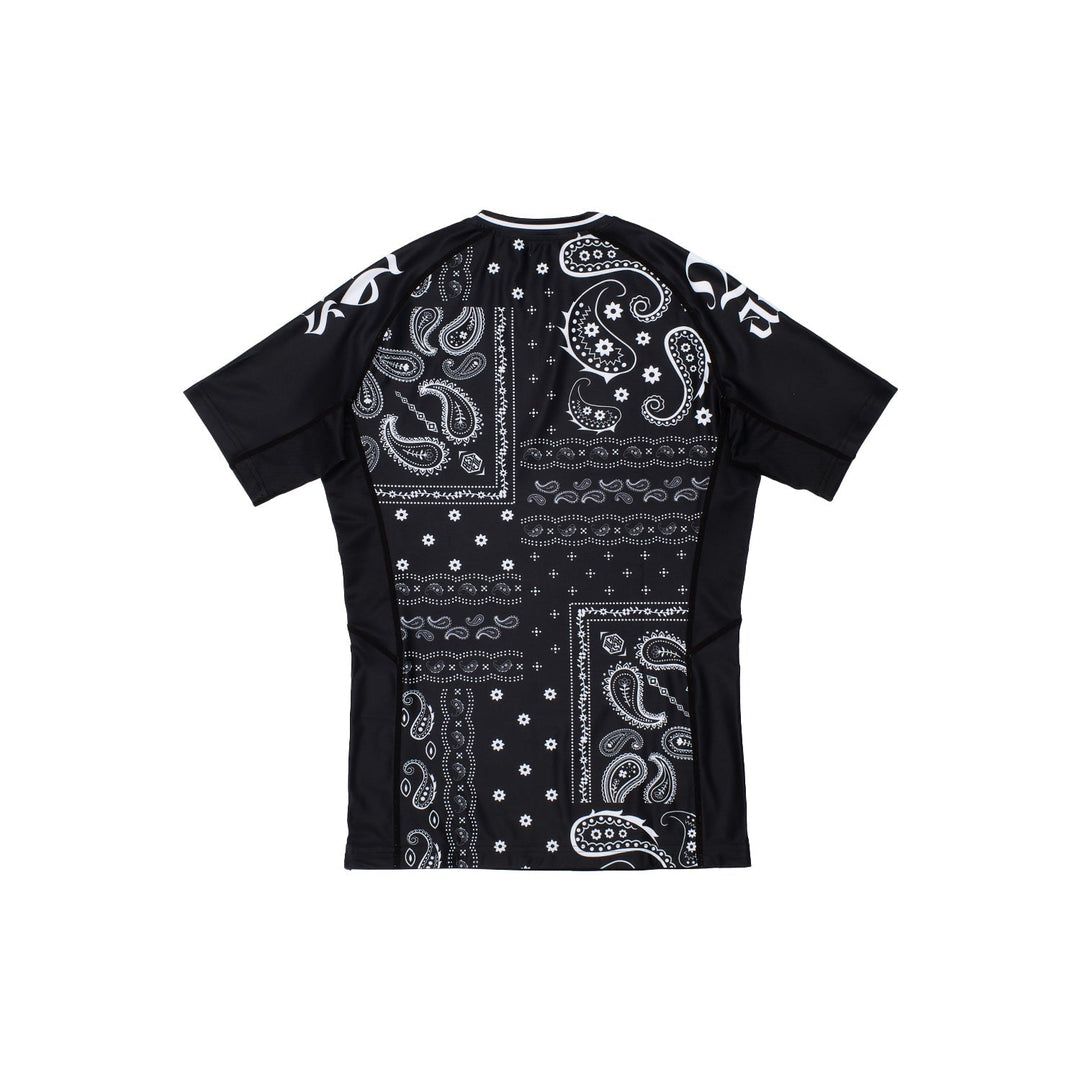 AESTHETIC Paisley Short Sleeve BJJ Rashguard – Black back view