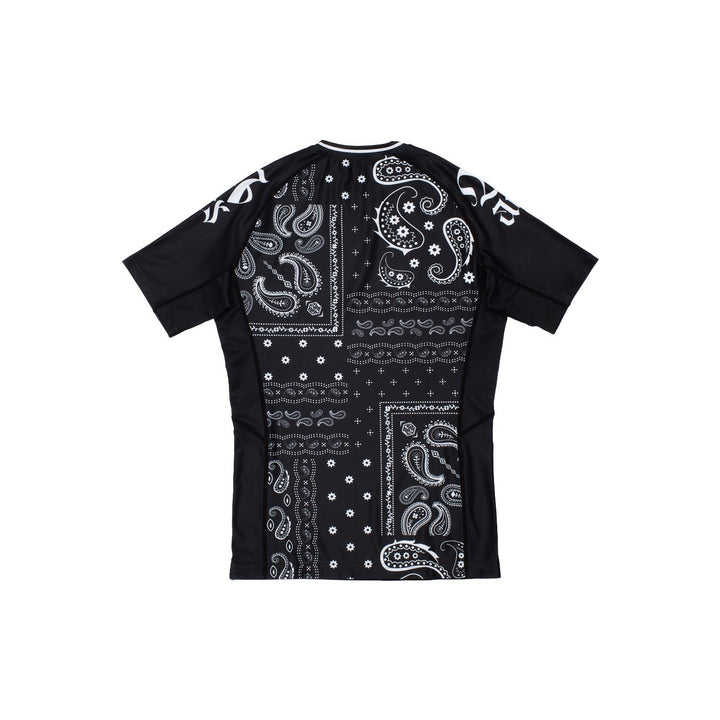 AESTHETIC Paisley Short Sleeve BJJ Rashguard – Black back view