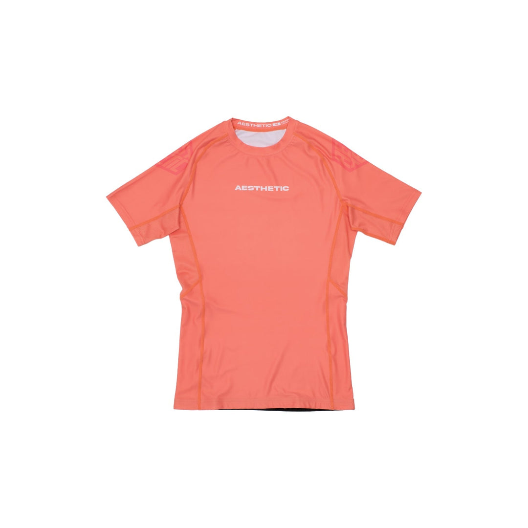 AESTHETIC Pastel Coral Short Sleeve BJJ Rashguard – front view