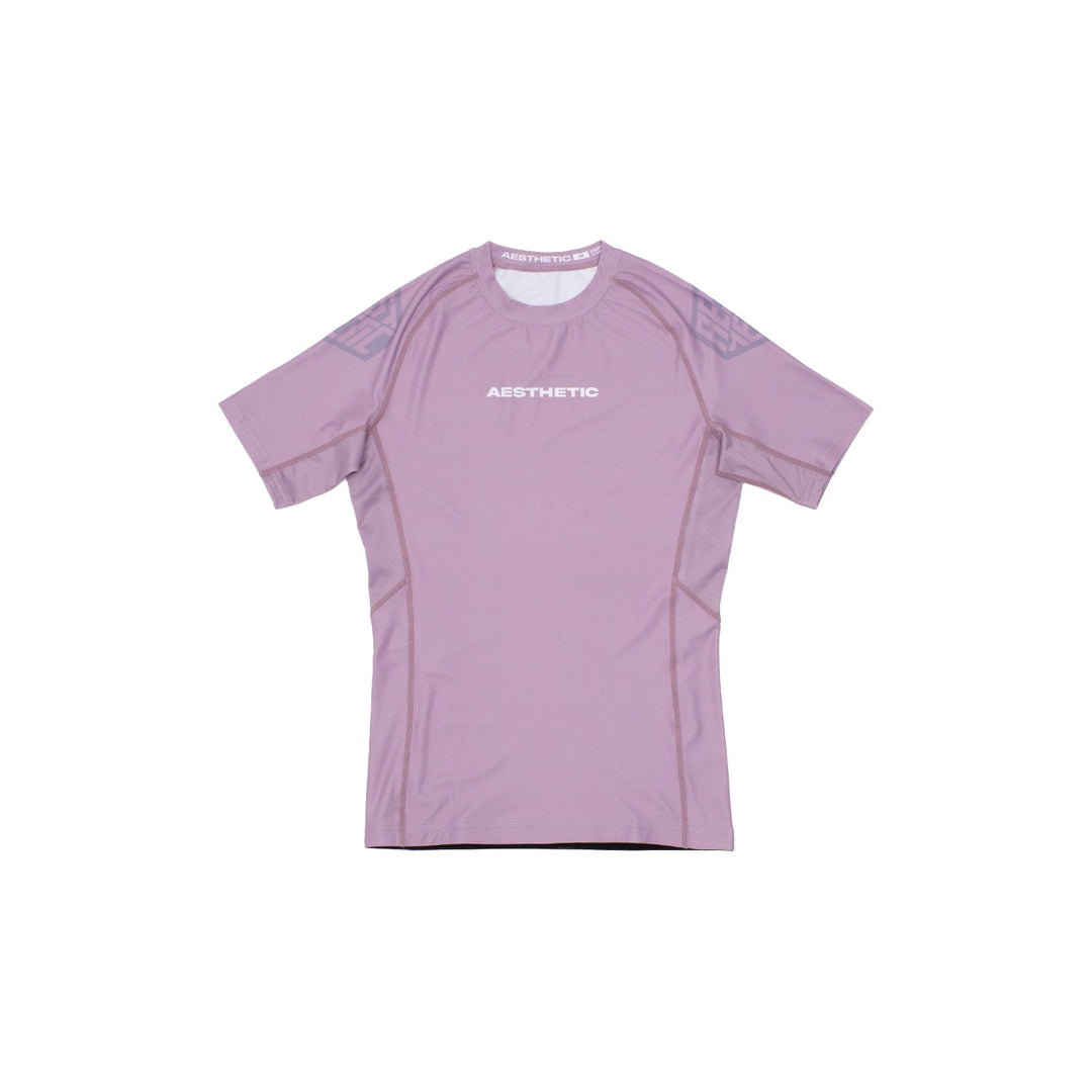 AESTHETIC Pastel Dusty Purple Short Sleeve BJJ Rashguard – front view